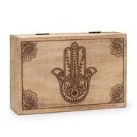 Veľká Obdĺžniková Krabička 21.5x14x6.3cm - Hamsa Čierne Gravírovanie