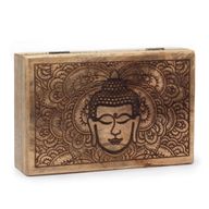 Veľká Obdĺžniková Krabička 21.5x14x6.3cm - Tvár Budhu Čierne Gravírovanie
