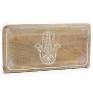 Dlhá Tácka 30x15x2.5cm - Hamsa Biela Vymývaná