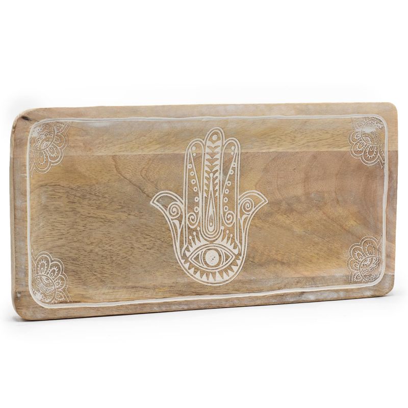 Dlhá Tácka 30x15x2.5cm - Hamsa Biela Vymývaná