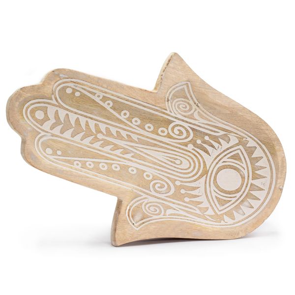 Dlhá Tácka 30x20.5x2.5cm - Hamsa Biela Vymývaná