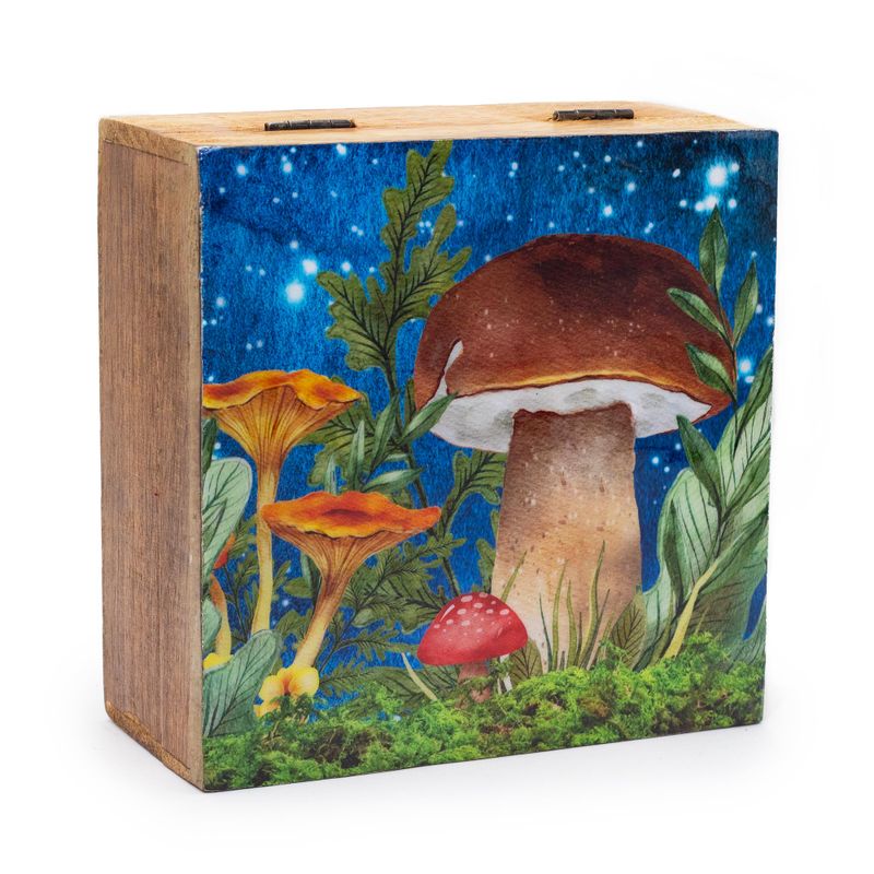 Veľká Smaltovaná Štvorcová Krabička 15x17,5x8cm - Hríbový Dizajn Modrozelená