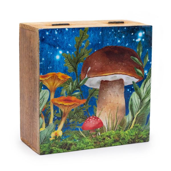 Veľká Smaltovaná Štvorcová Krabička 15x17,5x8cm - Hríbový Dizajn Modrozelená