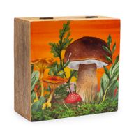 Veľká Smaltovaná Štvorcová Krabička 15x17,5x8cm - Hríbový Dizajn Gaštanová