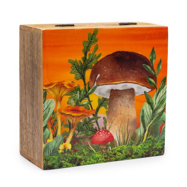 Veľká Smaltovaná Štvorcová Krabička 15x17,5x8cm - Hríbový Dizajn Gaštanová