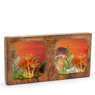 Dvojitý Podnos na Drobnosti 20x10x2,5cm - Hríbový Dizajn Gaštanový