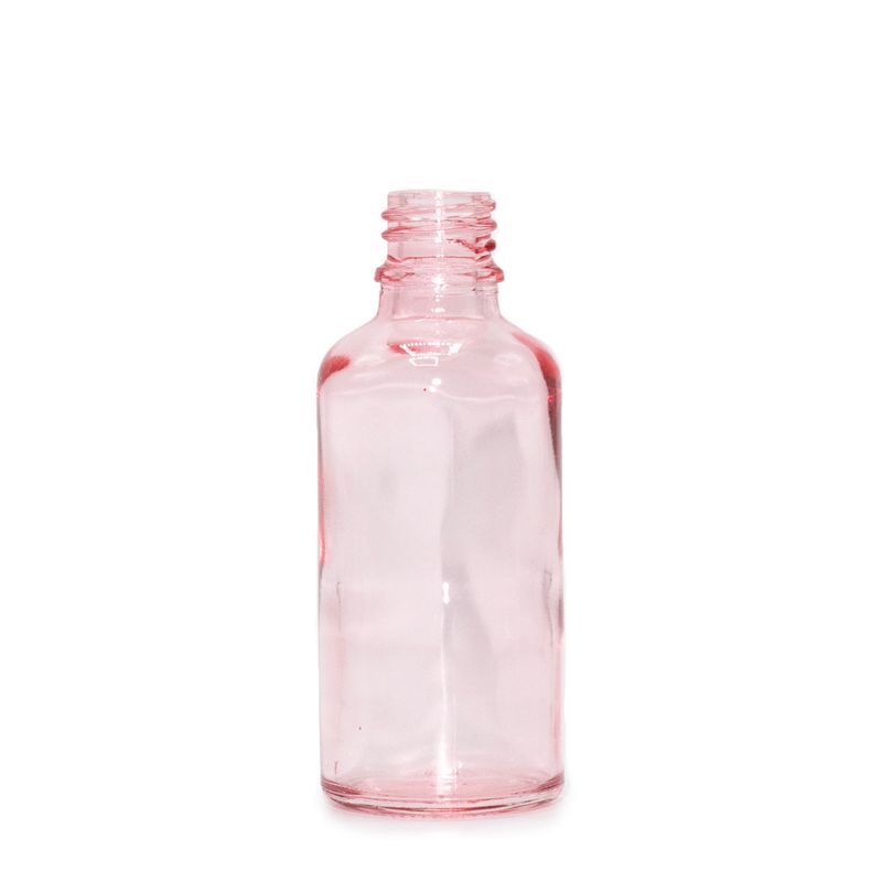 30ml Ružová Sklenená Fľaška - Bez Uzáveru