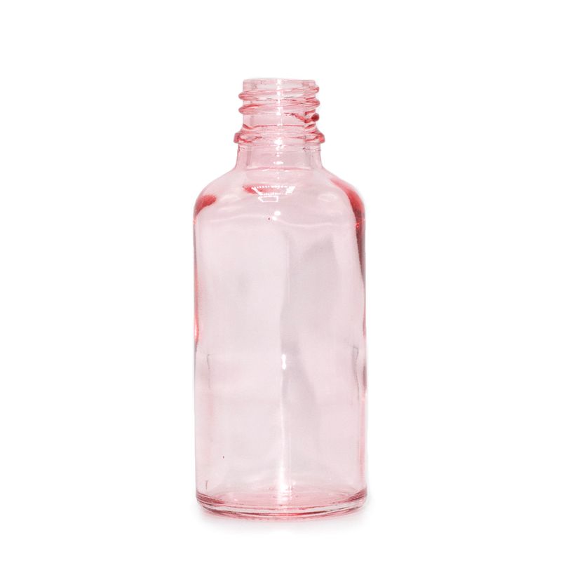 50ml Ružová Sklenená Fľaška - Bez Uzáveru