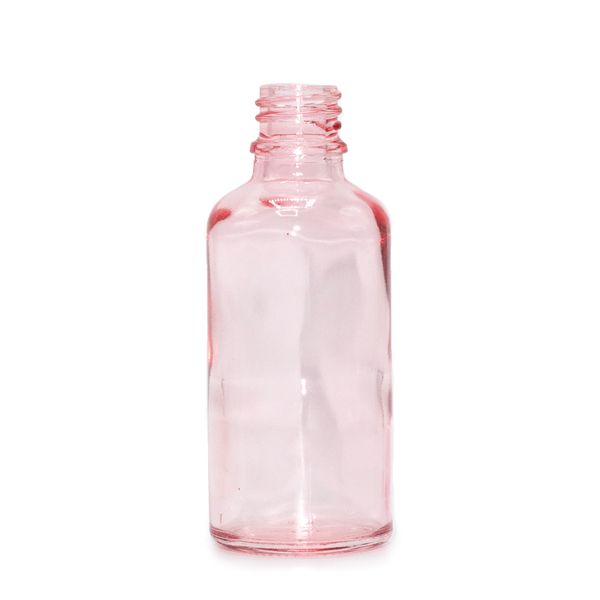 50ml Ružová Sklenená Fľaška - Bez Uzáveru