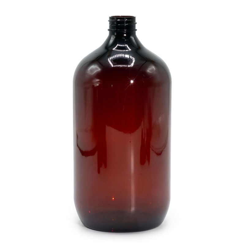 1000 ml Jantárová Plastová Fľaša Boston - Bez Uzáveru