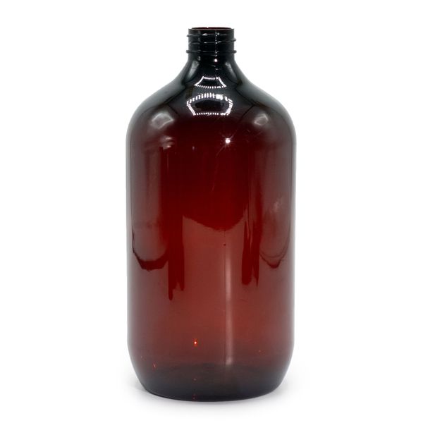1000 ml Jantárová Plastová Fľaša Boston - Bez Uzáveru