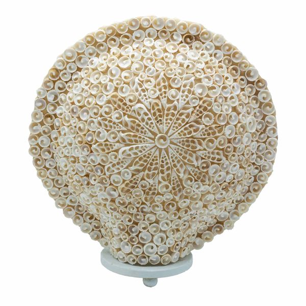 Boho Morské Mušľové Tienidlo - Veľké Vzorované Okrúhle - 30 cm