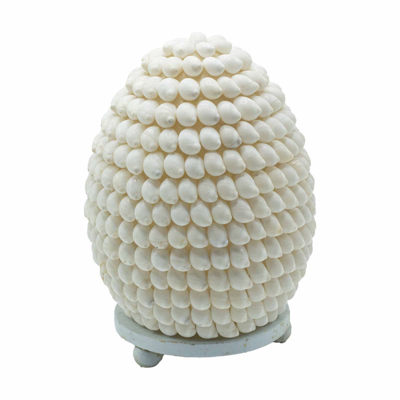 Boho Morské Mušľové Tienidlo - Biele Oválne - 15 cm