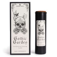 Gothic Garden starodávna čarodejnická rituálna sviečka a zodpovedajúca darčeková krabička, pohľad spredu