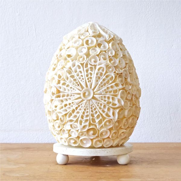 Boho Morské Mušľové Tienidlo - Vzorované Oválne - 15cm