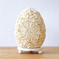 Boho Morské Mušľové Tienidlo - Vzorované Oválne - 15cm