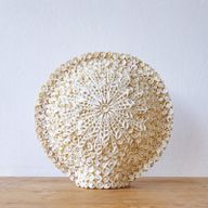 Boho Morské Mušľové Tienidlo - Veľké Vzorované Okrúhle - 30 cm