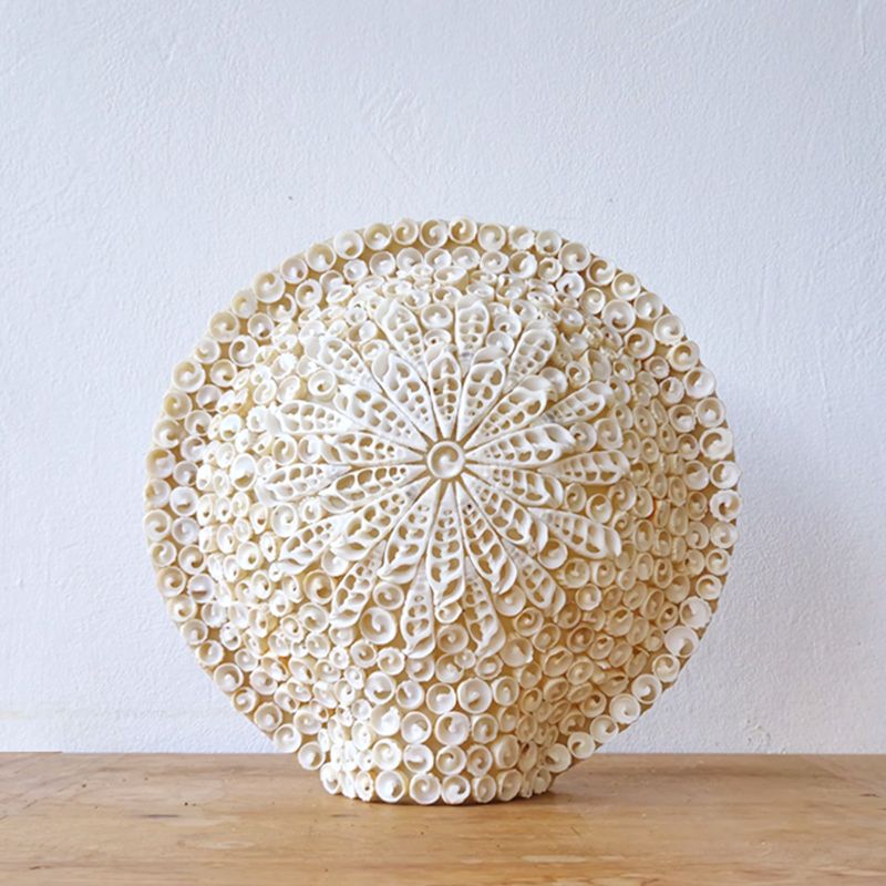 Boho Morské Mušľové Tienidlo - Veľké Vzorované Okrúhle - 30 cm