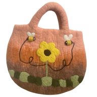 Plstená Taška so Slnečnicami a Včielkami - 35x27cm
