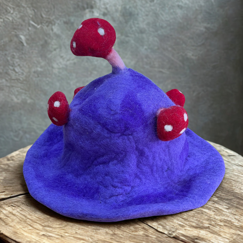 Plstený Hríbový Klobúk - Purpurový
