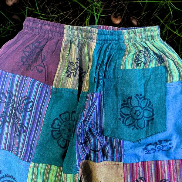 Nomad Sari - Nohavice s Hubovým Vzorom - Bloková Potlač - Zelené Tóny S/M