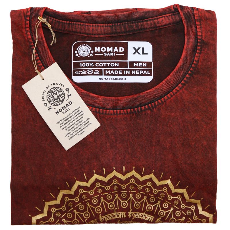 Stone Wash Tričko (XL) - Hamsa - Gaštanovo Hnedé