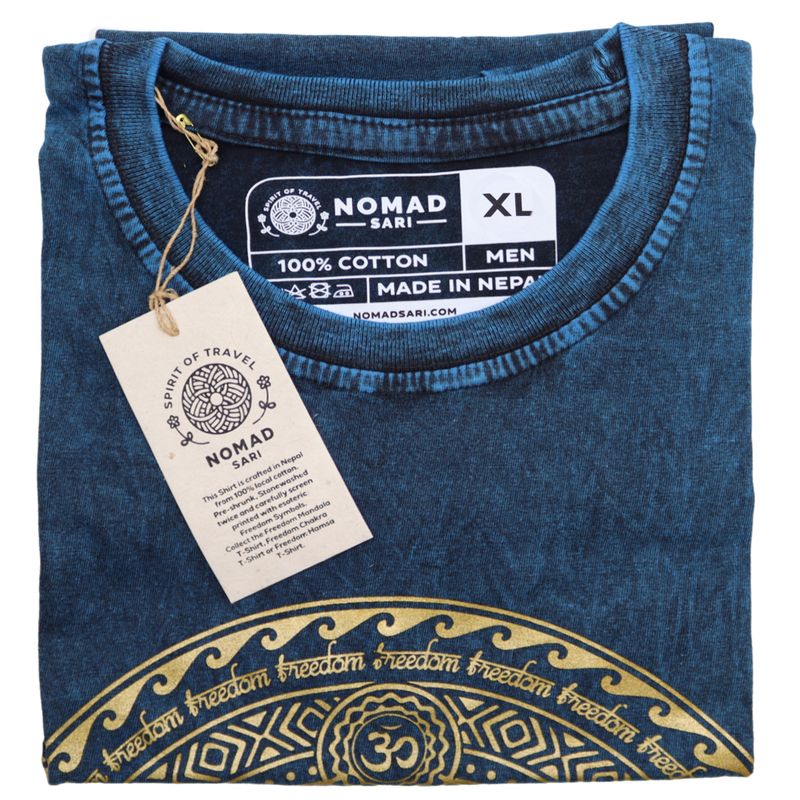 Stone Wash Tričko (XL) - Čakra - Modré