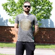 Stone Wash Tričko (S) - Mandala - Tmavo Šedé