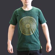 Stone Wash Tričko (S) - Mandala - Zelené