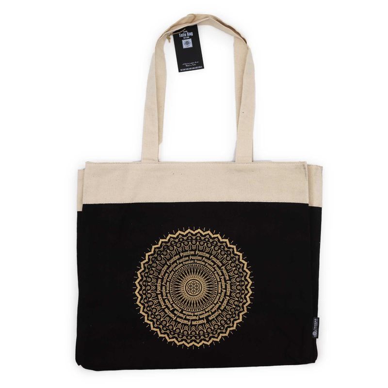 Veľká Nákupná Taška (38x15x43cm) Čokoládová Stonewash 14oz - Slobodná Mandala