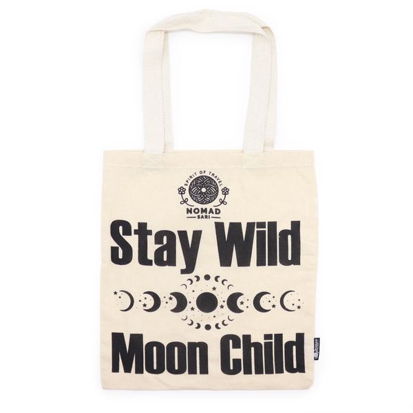 Ikonická Základná Taška - Stay Wild, Moon Child - (40x36cm) - Prírodná 113 g