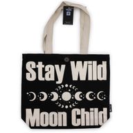 Ikonická Základná Taška - Stay Wild, Mood Child - Čierna Prírodná 10 oz (36x43x10 cm)