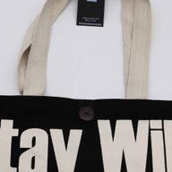 Ikonická Základná Taška - Stay Wild, Mood Child - Čierna Prírodná 10 oz (36x43x10 cm)