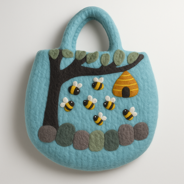 Plstená Taška Strom a Úľ - 35x27cm