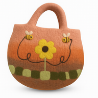 Plstená Taška so Slnečnicami a Včielkami - 35x27cm