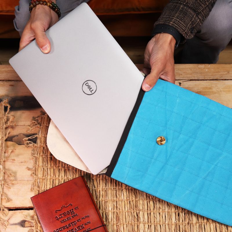Polstrovaná Taška na Notebook - Tyrkysová - 14oz, Stonewash