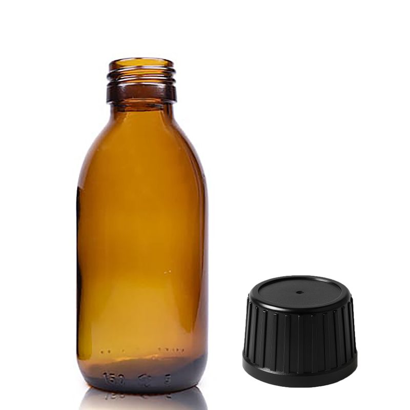 150ml Jantárová Sklenená Liekovka - Bez Uzáveru