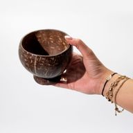 Malá Prírodná Kokosová Miska - Leštená - na Remeselné Použitie - 9x10cm na Stojane