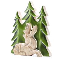 Stratený v Lese - Drevená 3D Dekorácia Jeleň v Lese - 23x20cm