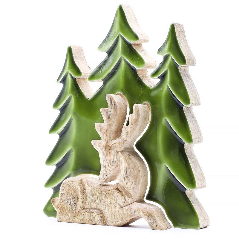 Stratený v Lese - Drevená 3D Dekorácia Jeleň v Lese - 23x20cm