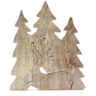 Stratený v Lese - Drevená 3D Dekorácia Jeleň v Lese - 23x20cm