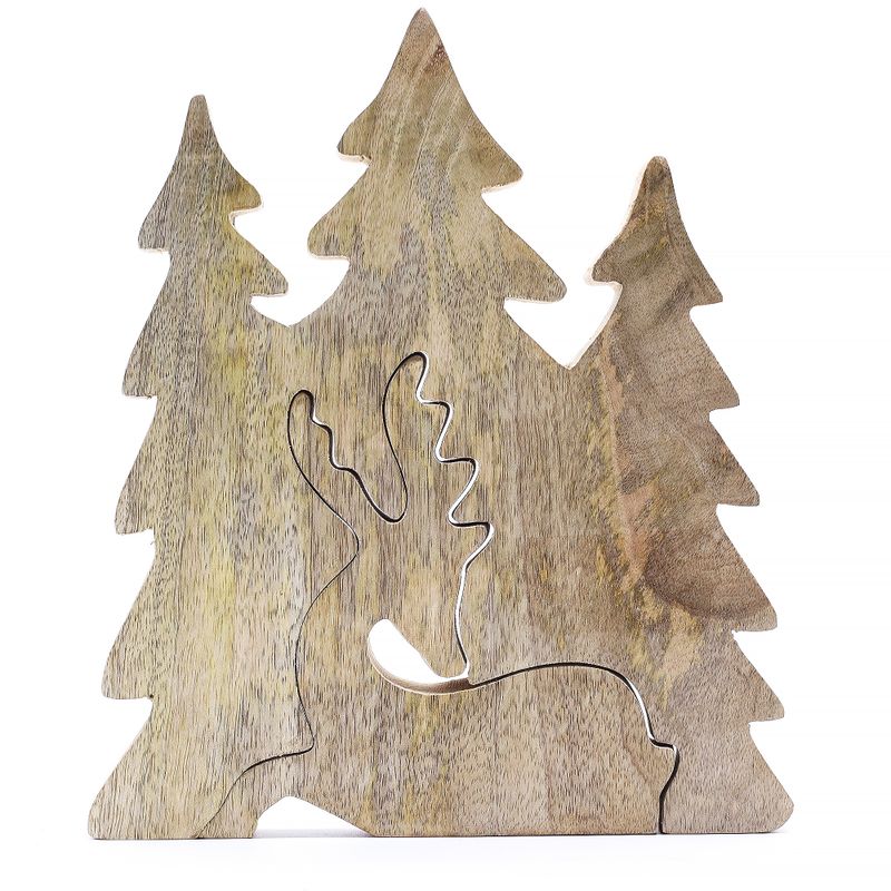Stratený v Lese - Drevená 3D Dekorácia Jeleň v Lese - 23x20cm