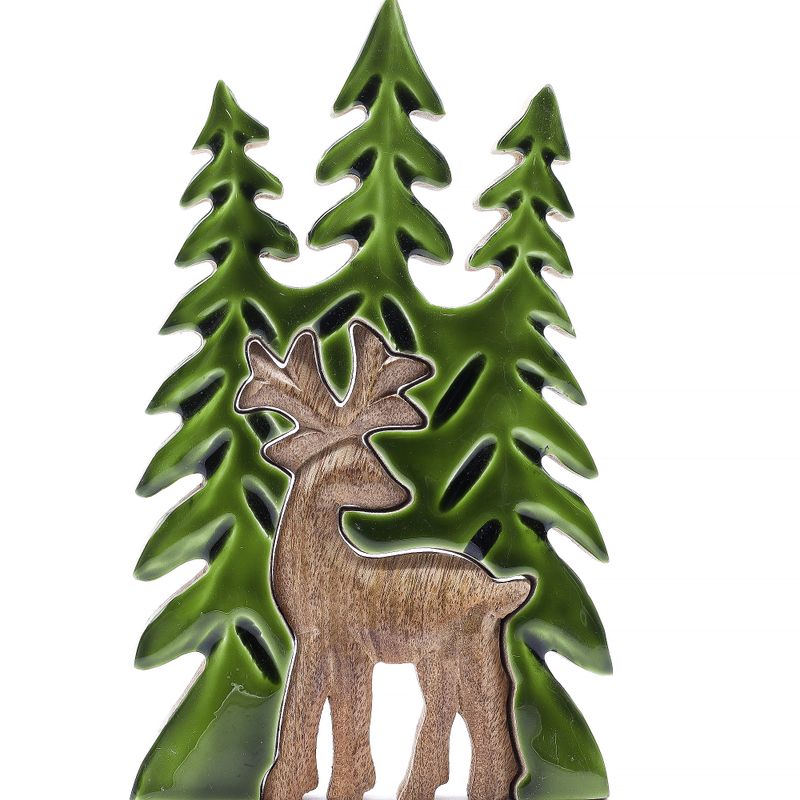 Stratený v Lese -  Drevená 3D Dekorácia Jeleň v Lese - 25x15cm