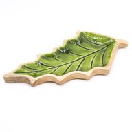 Stratený v Lese - Drevená Smaltová Miska s Motívom Listu - 33x17cm
