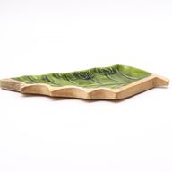 Stratený v Lese - Drevená Smaltová Miska s Motívom Listu - 33x17cm