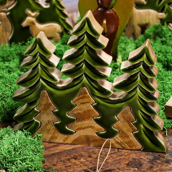 Stratený v Lese - Drevená 3D Dekorácia Tri Stromy - 20x23cm