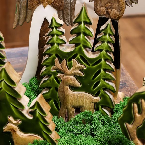 Stratený v Lese - Drevená 3D Dekorácia Jeleň v Lese - 25x15cm