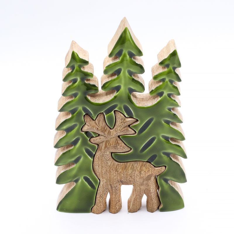 Stratený v Lese -  Drevená 3D Dekorácia Jeleň v Lese - 25x15cm