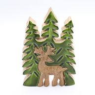 Stratený v Lese -  Drevená 3D Dekorácia Jeleň v Lese - 25x15cm