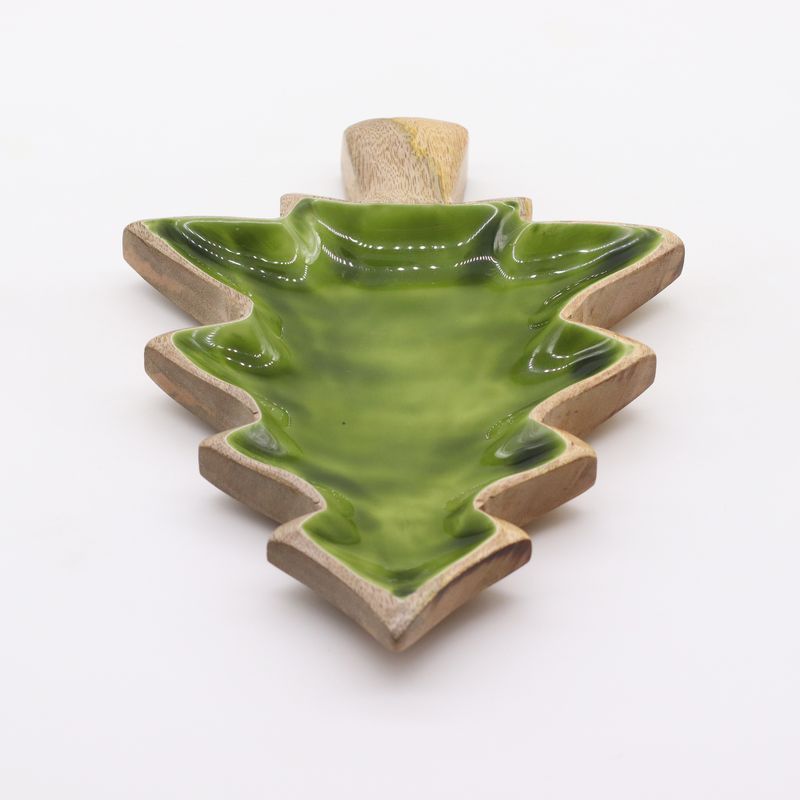 Stratený v Lese - Drevená Smaltová Miska s Motívom Stromu - 25x19cm